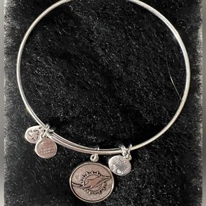 Alex And Ani NFL Miami Dolphins Silver Tone Charm Bangle